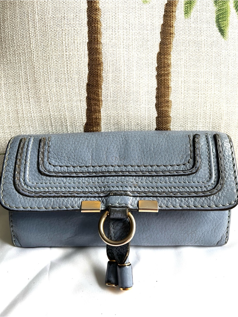 Authentic Chloé Maurice Light Blue Leather Long Wallet